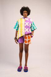 Lilac and White Multicolour Shorts